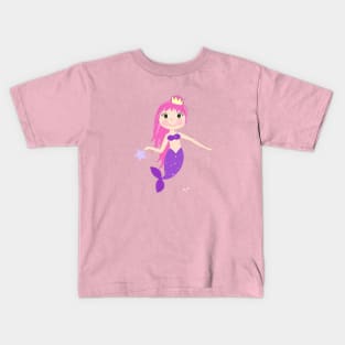 Cute mermaid girl with pink hair Kids T-Shirt